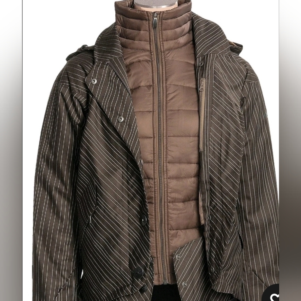 COLUMBIA  Titanium Women's Interchange Parka Jacket- Brown Pinstripe XS